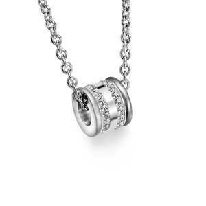 Diamond Pendant Necklace Unisex <b>Titanium</b> Steel Round Brilliant Cut Natural Diamond Everyday Wear - Product Image 1