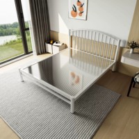 Cadres de lit double modernes et minimalistes en acier inoxydable Foshan JUNYI modèle 304201, avec sommier à lattes amovible et multi-usages, 1800x1900mm