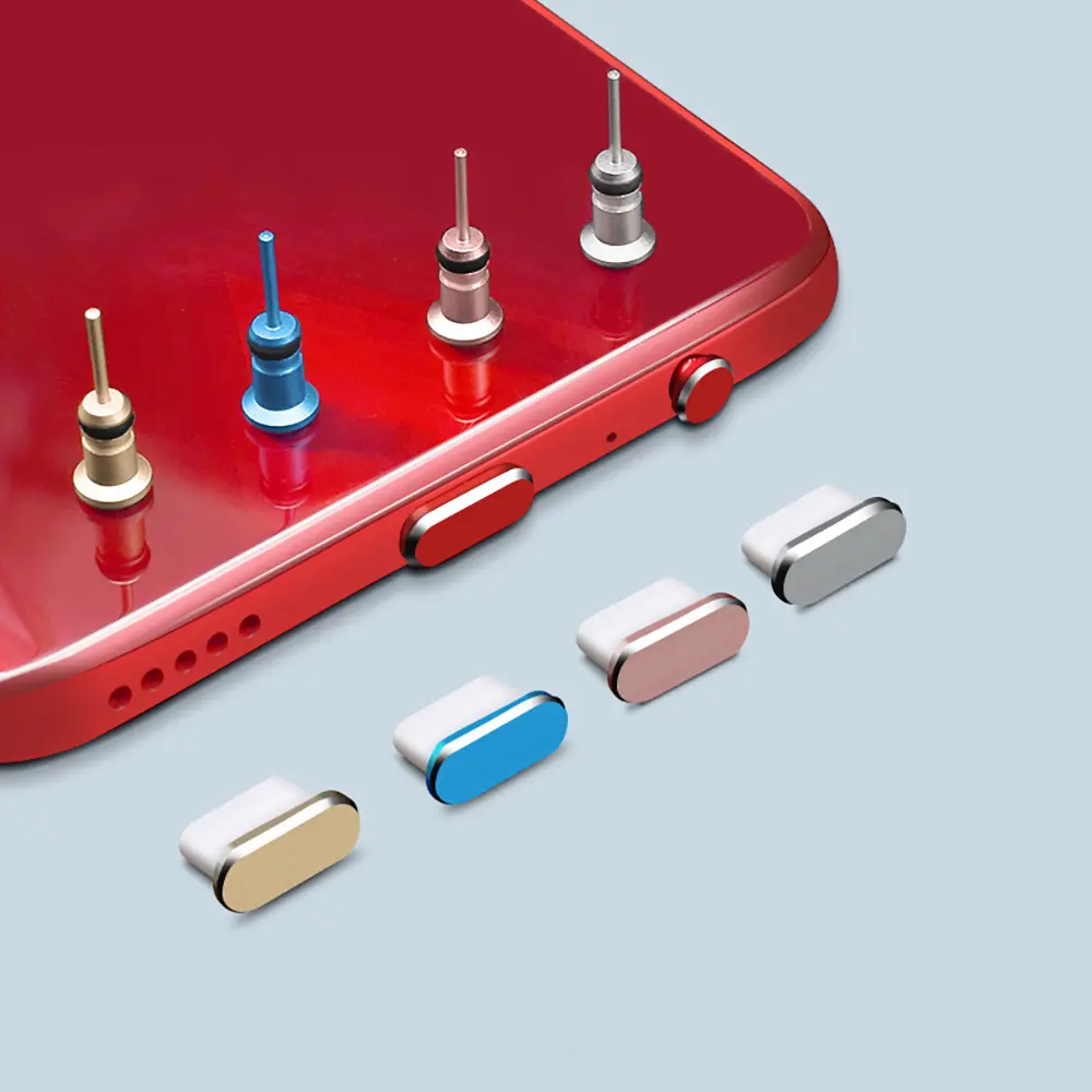 Multicolor Metal Alloy 3.5mm Earphone Jack Dust Plug Set Black Charging Port Type C Anti Dust Plug For Samsung