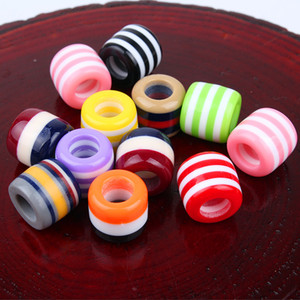 Cross-Biên Giới Hot Bán Phụ Kiện Tự Làm Bẩn Bện Đồ Trang Sức Hình Trụ Nhựa Sọc Tricolor Acrylic Hỗn Hợp Màu Sắc Dòng Cầu Vồng - Product Image 4