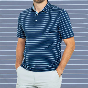Camisa de Golf Elegante a Rayas Personalizada para Hombre, Tejido Premium con Estampado y Resistencia a las Arrugas - Product Image 2