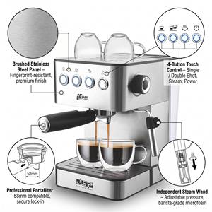 เครื่องชงกาแฟเชิงพาณิชย์แบบกึ่งอัตโนมัติ พร้อมจอ LCD อัจฉริยะ คุณภาพสูง ผลิตตามสั่ง (OEM) และสามารถตั้งโปรแกรมได้ - Product Image 5
