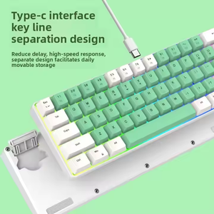 Teclado con cable K701 Separación de línea de teclas 68 teclas Sensación mecánica con cable Teclado luminoso para juegos RGB de doble color - Product Image 6