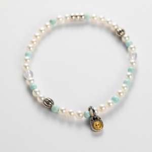 Роскошный браслет из серебра 925 пробы с натуральным белым хрустальным жемчугом, агатом, бирюзой и золотым покрытием — подарок для мира и удачи - Product Image 3