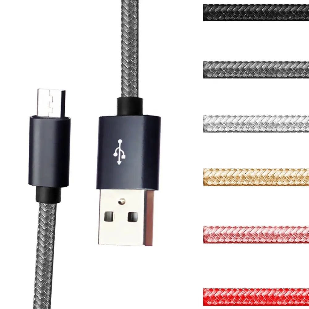 Großhandel 1m 2.1a Nylon geflochtenes Laden farbiges Telefon Ladekabel Micro One Rasier kabel HDMI-Kabel