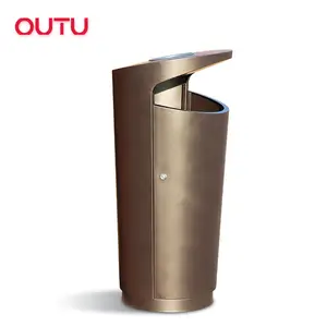 Trash Cans Outdoors Whosale Hot Round Modern Outdoor Metal Steel Waste Bin Trash Can With Ashtray