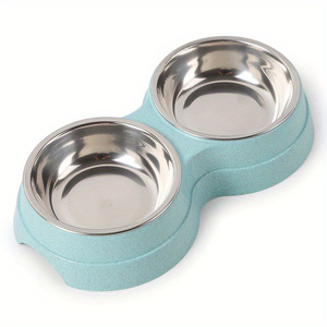 Wholesale High-Grade Double Bowl for Pets New <b>Round</b> Stainless Steel Plastic Dog Food <b>Basin</b> Automatic Non-Slip Exquisite Texture - Product Image 4