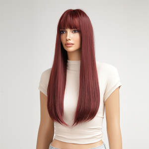 Perruque frontale 360 en dentelle transparente, cheveux vierges européens raides, rouge bordeaux, 24 pouces, densité 150%, installation facile, tendance et sécurisée - Product Image 4