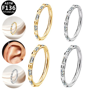 Anneau de nez en titane 12 mm 16G avec sertissage en zircon blanc pour bijoux de piercing - Product Image 3