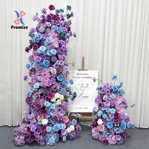 Arco Floral Artificial Realista en Morado y Azul, Decoración para Bodas con Flores de Seda en Lavanda y Azul Cielo - Product Image 1