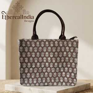 Geometric Jacquard Tote Bag <b>Boho</b> Woven Ethnic Shoulder Bag Large Tribal Handbag with Leather Straps - Product Image 4