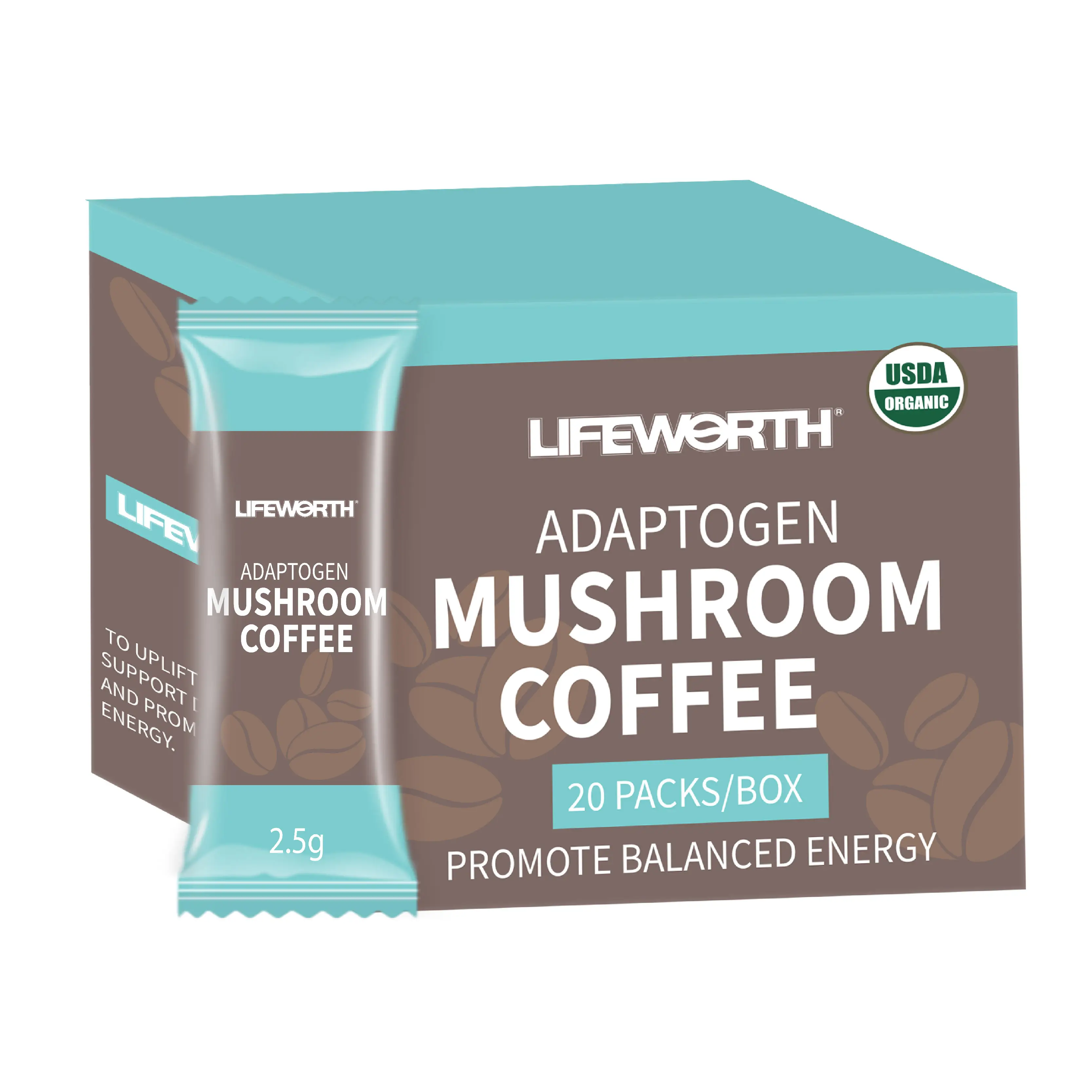 LIFEWORTH all'ingrosso Lions Mane mushroom coffee Instant Reishi Mushroom Coffee 7 in 1Chaga Cordyceps Powder Blend Adaptoge