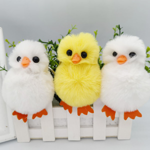 Sac d'école pendentif cadeau accessoires fourrure lumière porte-clés jaune canard 3D forme Portable conception personnalisée doux et doux - Product Image 5