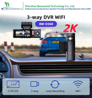 Caméra embarquée DVR pour voiture OEM ODM 3,16 pouces avec double objectif avant et arrière 2K Wifi, boîte noire pour voiture, contrôle par application