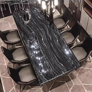 Tables à manger rectangulaires <span class=keywords><strong>Ginza</strong></span> 8 places en pierre métallique, italiennes et modernes Tables à manger de luxe en marbre - Product Image 2