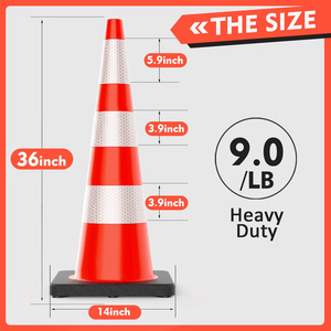 Conos de Seguridad Vial CITICITY de 36 Pulgadas con Base Negra Ponderada, Conos Naranjas de Plástico PVC con Cuello Reflectante de Alta Visibilidad - Product Image 2