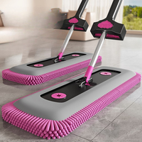 Offre Spéciale : Ensemble Serpillère et Seau en Chenille avec Serpillère en Microfibre, Essoreuse Intégrée, Rotation à 360° et Seau Pliable