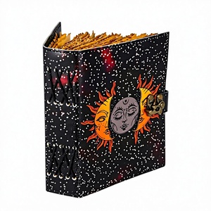 Vintage Handmade Leather Notebook sun & moon Blank Journal <b>diary</b> notebooks sketchbook with vintage deckle edge cotton paper - Product Image 1