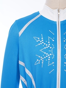 Veste de patinage artistique pour filles de 6 à 16 ans, sweat-shirt métallique à motif flocon de neige, vêtements d'extérieur pour spectacles, compétitions, séances d'entraînement - Product Image 3