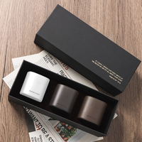 Lot de 3 bougies parfumées d'aromathérapie en cire de soja 100% naturelle, dans un bocal carré en verre, pour la maison, le spa, le yoga, la relaxation, coffret cadeau