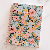 Carnet de notes personnalisé à fleurs blush couverture épaisse rose A5 A4 couverture rigide doublé carnet de notes à spirale pour femmes écrivant