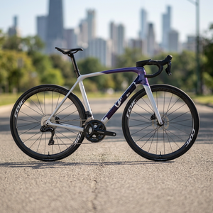 Vélo de route en fibre de carbone 700c, fourche à double frein à disque, 11 vitesses, vélo de course, jantes en alliage d'aluminium, selle performante - Product Image 1