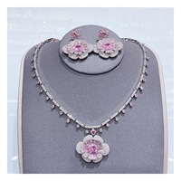 Parure de bijoux TIANSHE haut de gamme, dégradé de couleurs romantiques, motif floral, boucles d'oreilles et collier en zircon, ambiance élégante