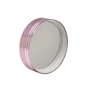 工厂供应商圆形粉红色铝盖化妆罐金属盖大尺寸89毫米铝盖