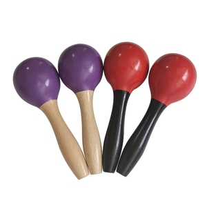 Maracas en bois de couleur unie en gros, instrument de percussion Orff pour spectacle d'enfants de maternelle - Product Image 2