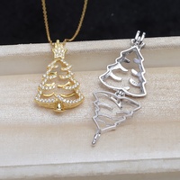 Pendentif Cage à Perles Ouverte en Argent Plaqué 925, Breloque Géométrique Arbre de Noël, Porte-Perles Vide pour Bricolage Fait Main - Vente en Gros