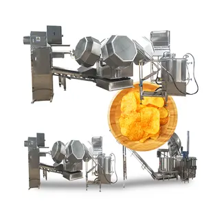 Automatic Industry Fried Wheat Flour Snack Machine for Making Crispy Chips Bugles Rice Crust Process Line for Food Shops