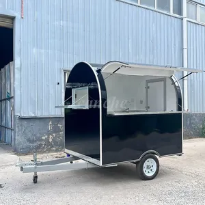 Carrito de catering Canche Black Mini Hot Dog, camión de comida callejero redondo personalizado, remolque de comida móvil - Product Image 1
