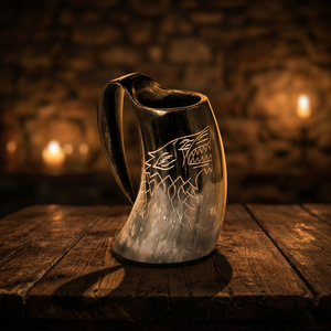 Ensemble de tasses artisanales rondes en corne de buffle, de qualité supérieure, de style viking, modernes, étanches, avec poignée robuste, design classique et standard. - Product Image 2