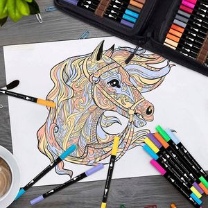 Ensemble de stylos pinceaux double embout pour dessin et peinture, marqueurs d'art à double pointe pour aquarelle - Product Image 3
