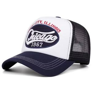 Casquette de baseball brodée Chicago, casquette d'extérieur en maille éponge, casquette de camionneur respirante et pare-soleil pour l'été - Product Image 1