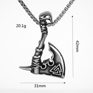 Pendentif hache viking en acier inoxydable, collier pour homme, design géométrique, bijoux cadeau - Product Image 5