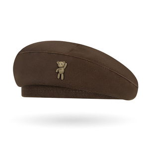 Cute Bear Beret Women's Canvas Hat Face Shaping Little Painter Hat For Spring Autumn Korean Style Retro Cartoon Design - Product Image 3