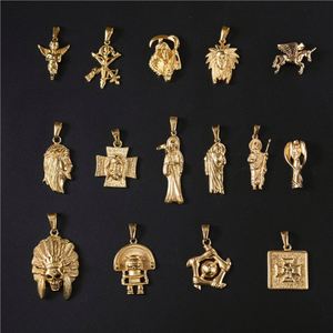 Factory Designer <b>Gold</b> Custom Logo Stainless Steel Coin Round <b>Solid</b> Charms <b>Pendants</b> for Jewelry Making - Product Image 2