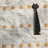Tissu en dentelle de coton brodé à œillets floraux HAPPEAK avec pompons tournesol pour robe d'été