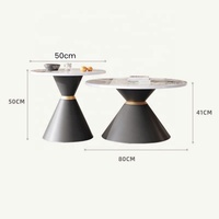 Table basse moderne nordique légère ronde en pierre frittée, ensemble de tables basses pour petits salons