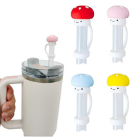Paille en silicone couvre capuchon mignon champignon paille Topper accessoires pour tasse gobelet 40oz