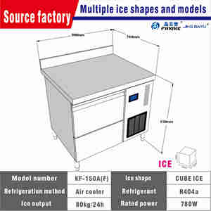 Machine à glaçons commerciale KF-150A(F) en acier inoxydable 150 kg pour restaurant, bar, machine à glaçons automatique - Product Image 3