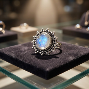 Trendy Amazing Cut Bezel Setting <b>Rainbow</b> Moonstone Natural Gemstone 925 Solid Sterling Silver Handmade Fine Wedding Ring for - Product Image 3