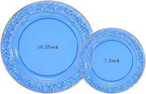Platos <span class=keywords><strong>de</strong></span> plástico Premium Xueli con bordes dorados y plateados, vajilla duradera elegante para uso doméstico y hospitalario - Product Image 5
