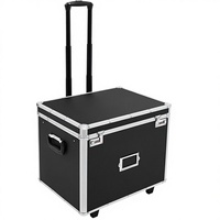 Boîte de rangement de fichiers verrouillable, poignée télescopique, roues, alliage d'aluminium, double mot de passe, sécurité portable pour le bureau/la maison/la banque
