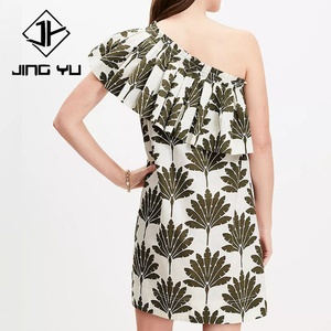 Robe de plage mini à volants en feuilles de palmier d'été, directement de l'usine, luxueuse, 100% coton, mini robe - Product Image 2