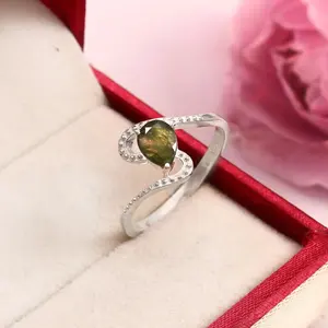 แหวนอัญมณี925แหวนชุบทองโรสเตอร์ลิงแหวนเรขาคณิตอาเกตธรรมชาติ - Product Image 1