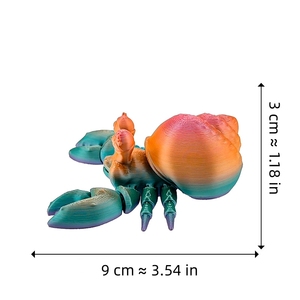Figurine articulée détachable et mobile imprimée en 3D, décoration de bureau imprimée en 3D, jouet personnalisé en forme de hermit crab - Product Image 4