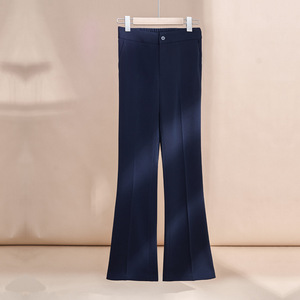 Women's Navy Blue Suit <b>Set</b> Double Breasted <b>Blazer</b> Flared Pants Office Lady Professional Autumn Anti-Wrinkle Polyester - Product Image 4