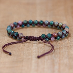 YueTong fatto a mano 4mm India agata naturale perline in pietra intrecciata braccialetto da donna Boho macramè braccialetto di pietre preziose <span class=keywords><strong>gioielli</strong></span> - Product Image 3